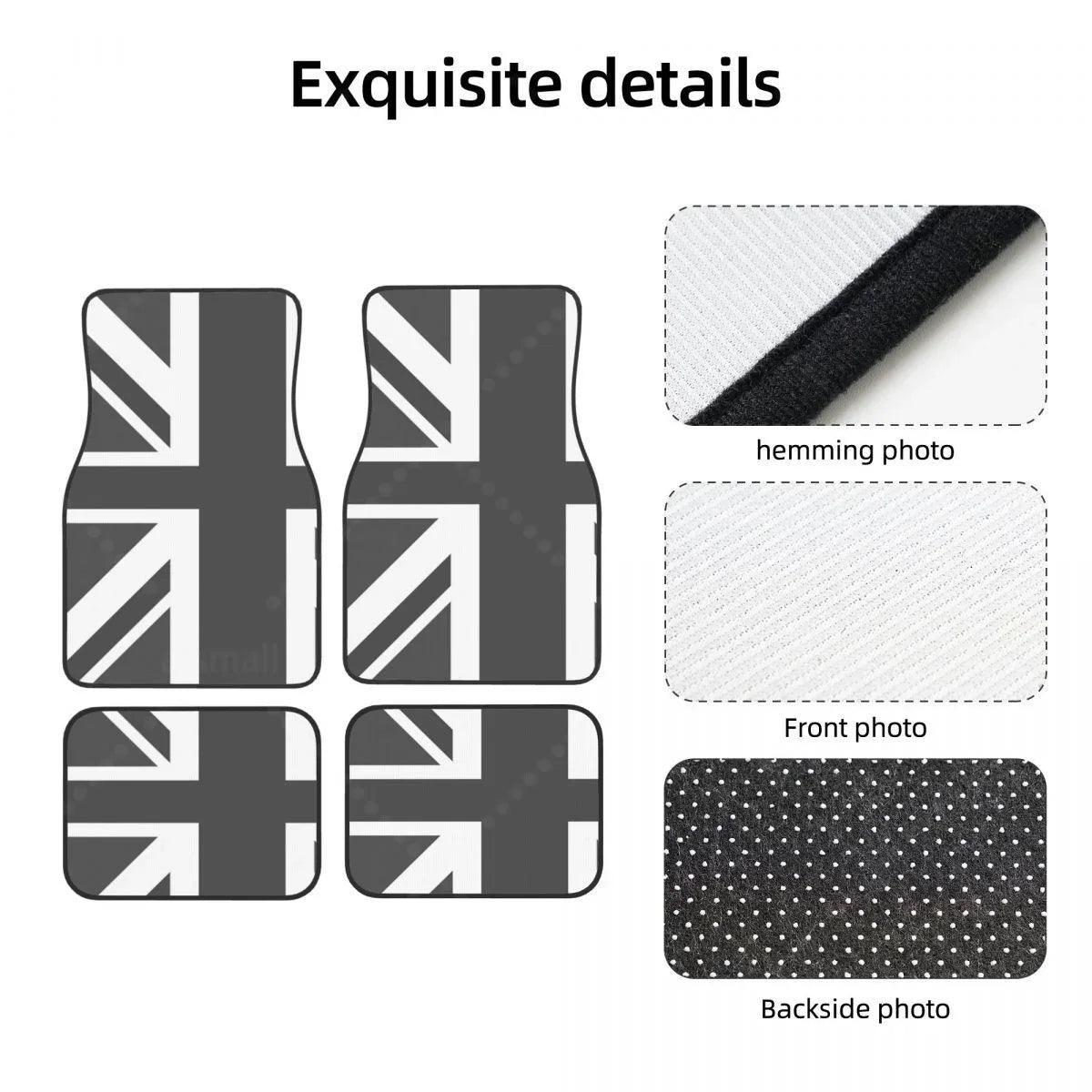Custom Fit Car Floor Mats Front & Rear Set – Union Jack Flag Design – Non-Slip, Easy Clean