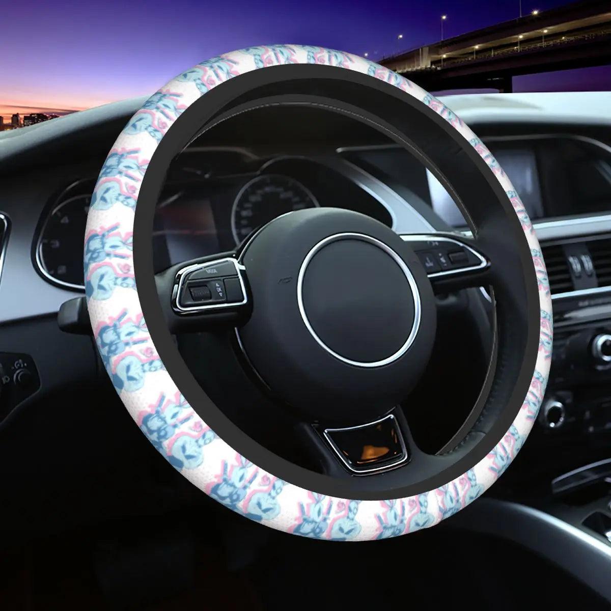 Kawaii Manga Steering Wheel Cover Soft Universal Fit 37-38 cm (14.5-15 in) Car Protector