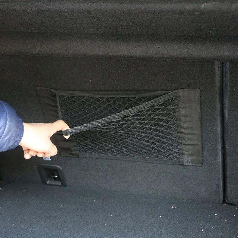 Car Trunk Storage Mesh Net Bag 40×20 cm (15.7×7.9 in) Adhesive Elastic Organizer Pocket — Universal Fit