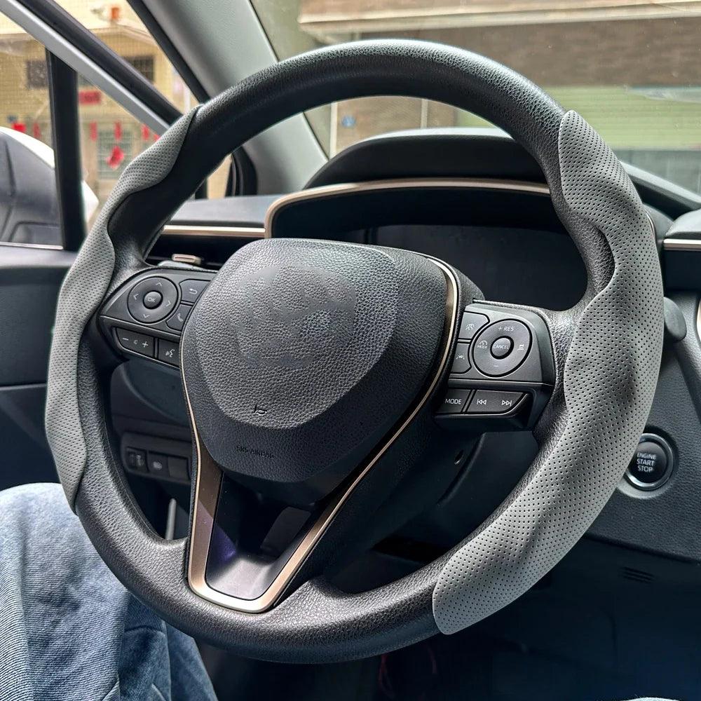 2-Pack Carbon Fiber Silicone Steering Wheel Covers 38 cm (15 in) Anti-Slip Universal Car Interior