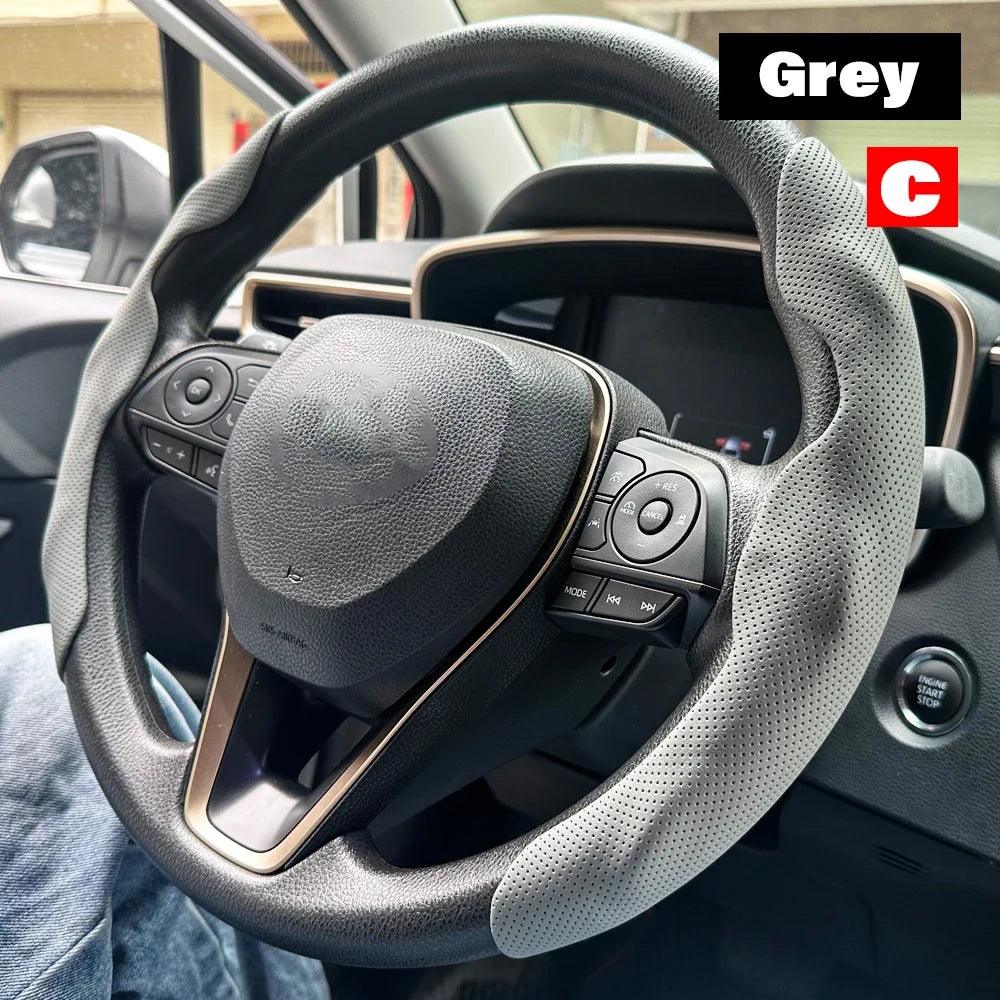 2-Pack Carbon Fiber Silicone Steering Wheel Covers 38 cm (15 in) Anti-Slip Universal Car Interior