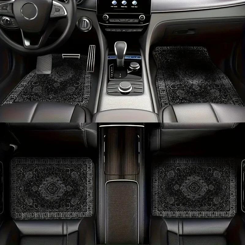 Bandana Print Rectangular Car Floor Mats - Synthetic Fiber Auto Interior Carpets