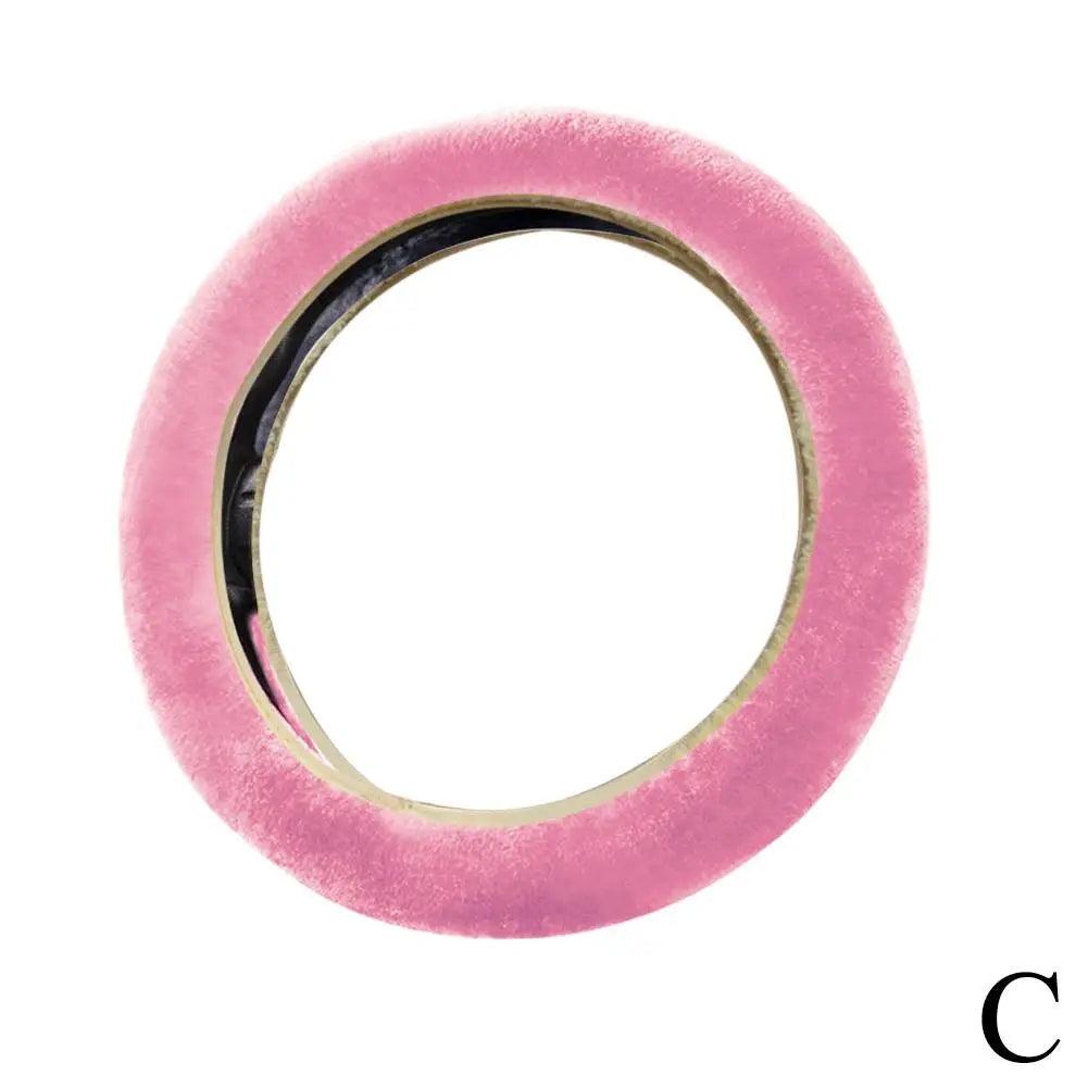 Plush Faux Fur Steering Wheel Cover Universal 37-38 cm (14.6-15 in) Soft Warm Anti-Slip Car Interior