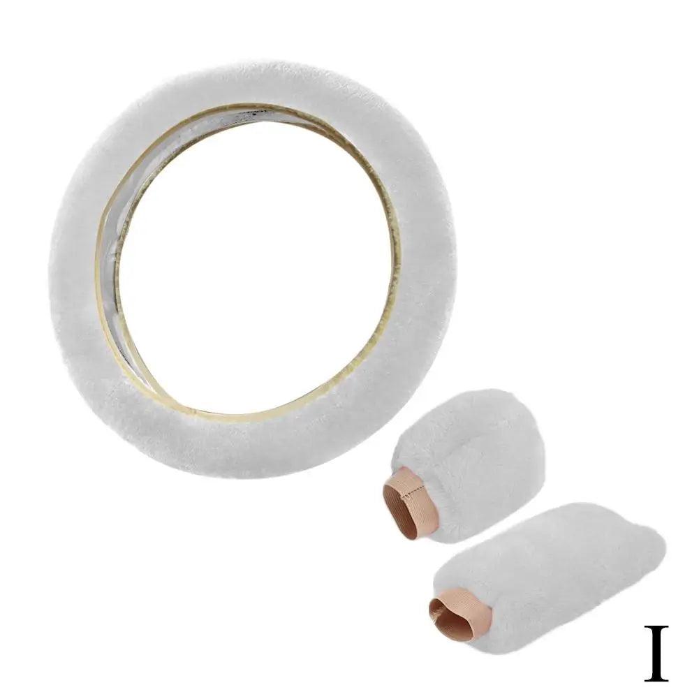 Plush Faux Fur Steering Wheel Cover Universal 37-38 cm (14.6-15 in) Soft Warm Anti-Slip Car Interior