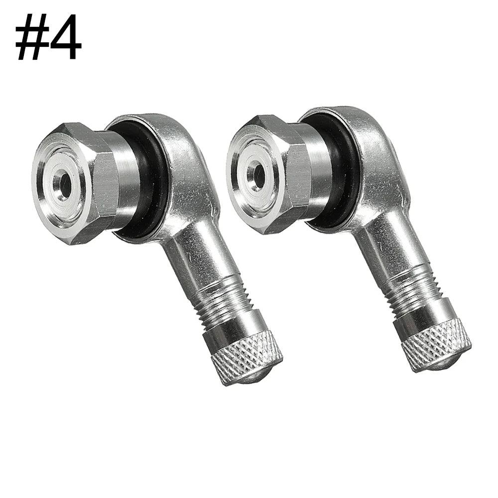 2-Pack 90° Aluminum Motorcycle Tubeless Valve Stem Caps — 11.3mm (0.45in) Fit