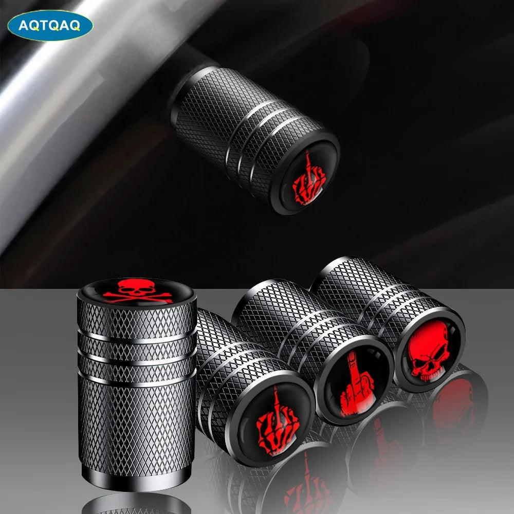 4-Pack Aluminum Tire Valve Stem Caps — Universal Dustproof Air Valve Caps for Car, Bike & Motorcycle