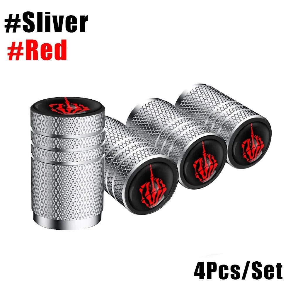 4-Pack Aluminum Tire Valve Stem Caps — Universal Dustproof Air Valve Caps for Car, Bike & Motorcycle