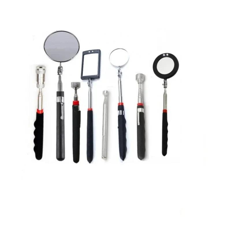 360° Telescoping Inspection Mirror with LED Light & Magnetic Head — Extendable 9.4–28.7 in (24–73 cm) for Car Repair