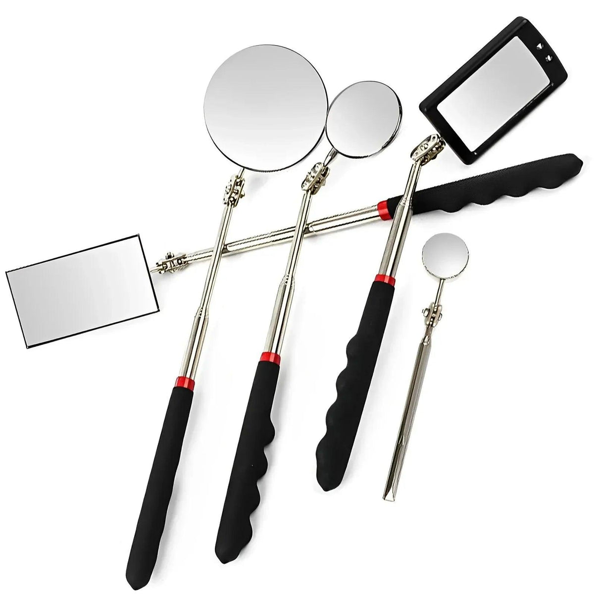 360° Telescoping Inspection Mirror with LED Light & Magnetic Head — Extendable 9.4–28.7 in (24–73 cm) for Car Repair