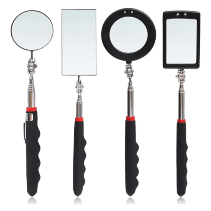 360° Telescoping Inspection Mirror with LED Light & Magnetic Head — Extendable 9.4–28.7 in (24–73 cm) for Car Repair