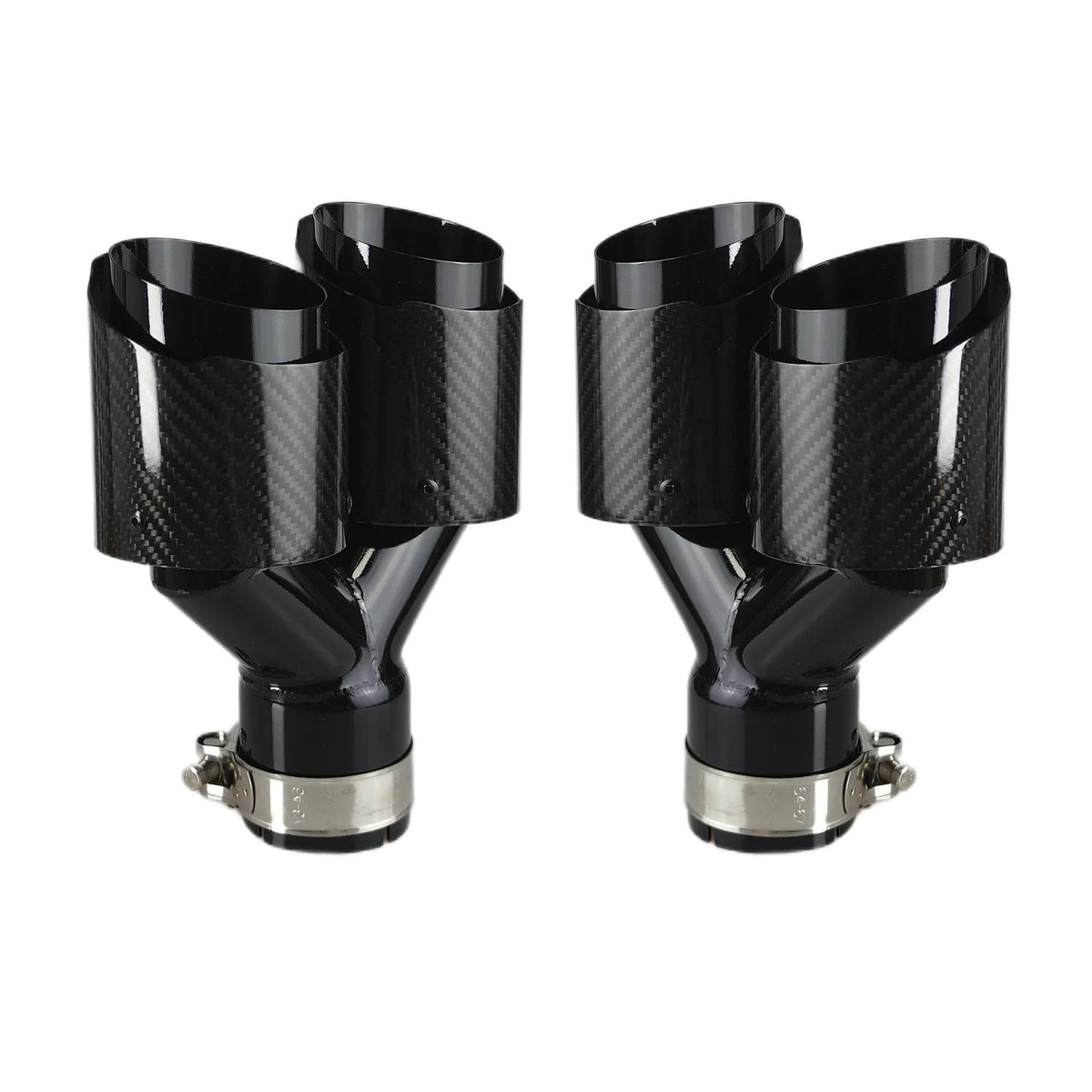 Carbon Fiber 304 Stainless Steel Rear Exhaust Tip Decorative Muffler - Universal Fit