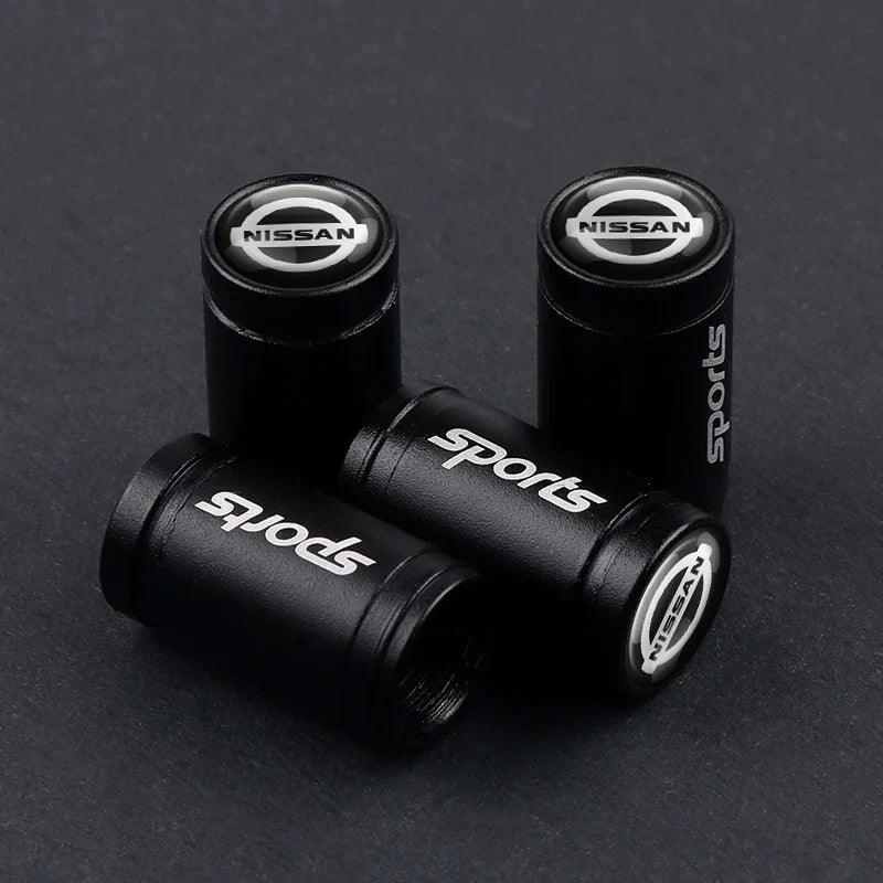 4-Pack Metal Tire Valve Stem Caps – Aluminum Alloy Wheel Valve Covers, Universal Fit (Silver/Black)