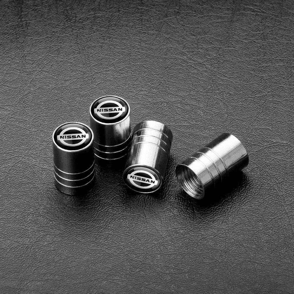 4-Pack Metal Tire Valve Stem Caps – Aluminum Alloy Wheel Valve Covers, Universal Fit (Silver/Black)