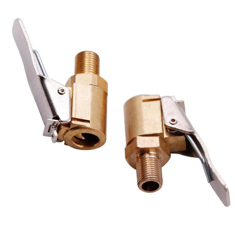 Brass Clip-On Tire Valve Air Chuck Adapter - Fits 6mm (0.24 in) & 8mm (0.31 in) Inflator Connector
