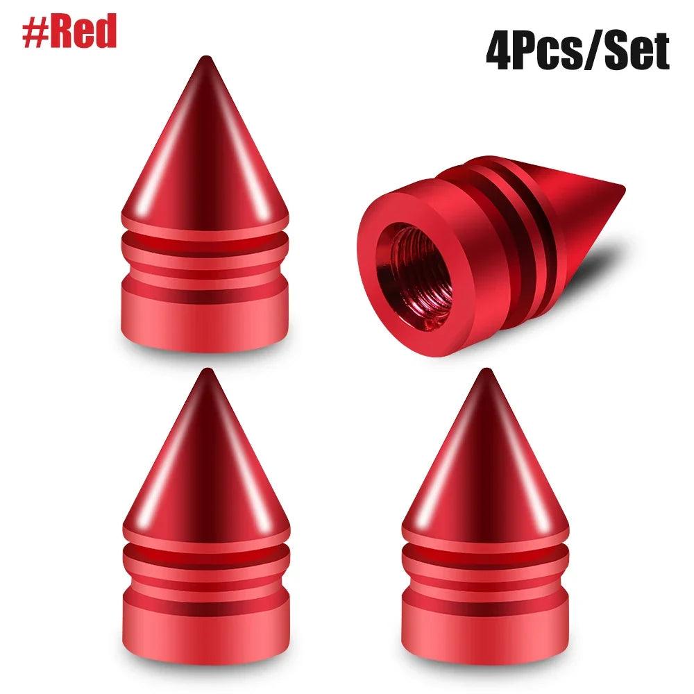 4-Pack Aluminum Tire Valve Caps Rocket Grenade Style Universal Valve Stem Covers for Car Truck Motorcycle Bike