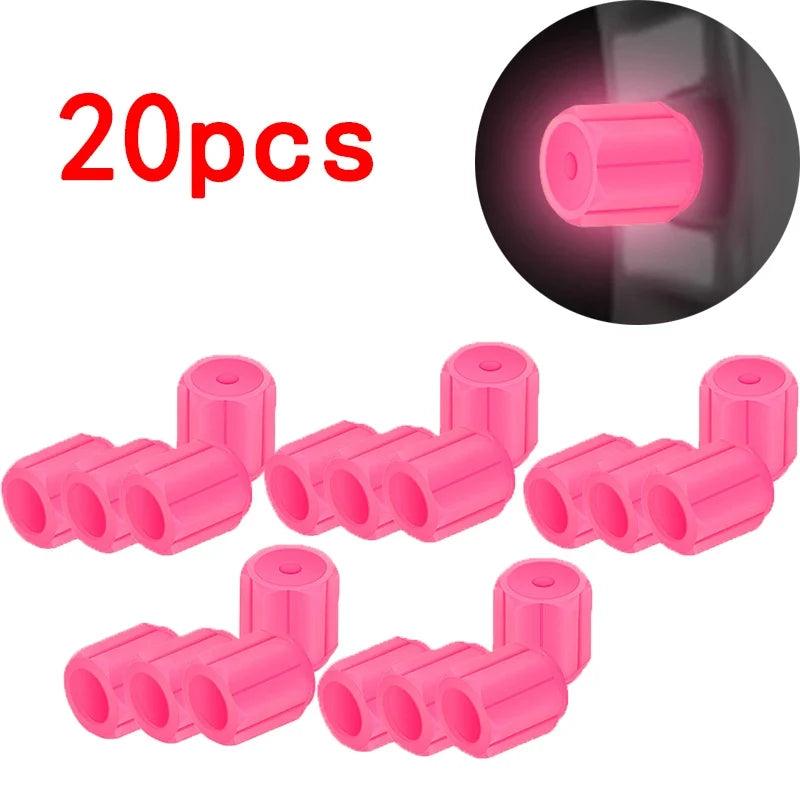 Luminous Tire Valve Caps - 6-Color LED Glowing Wheel Valve Caps for Car & Motorcycle (4/8/20-Pack)
