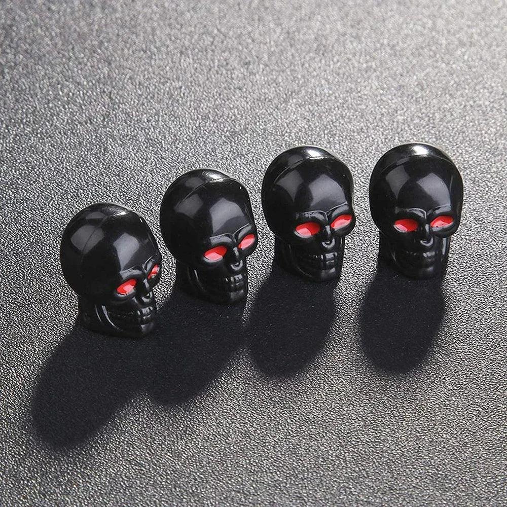 Skull Valve Stem Caps 4-Pack ABS Chrome Tire Valve Covers for Cars Motorcycles Bikes