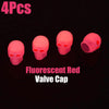 Skull Valve Stem Caps 4-Pack ABS Chrome Tire Valve Covers for Cars Motorcycles Bikes - Skull Red