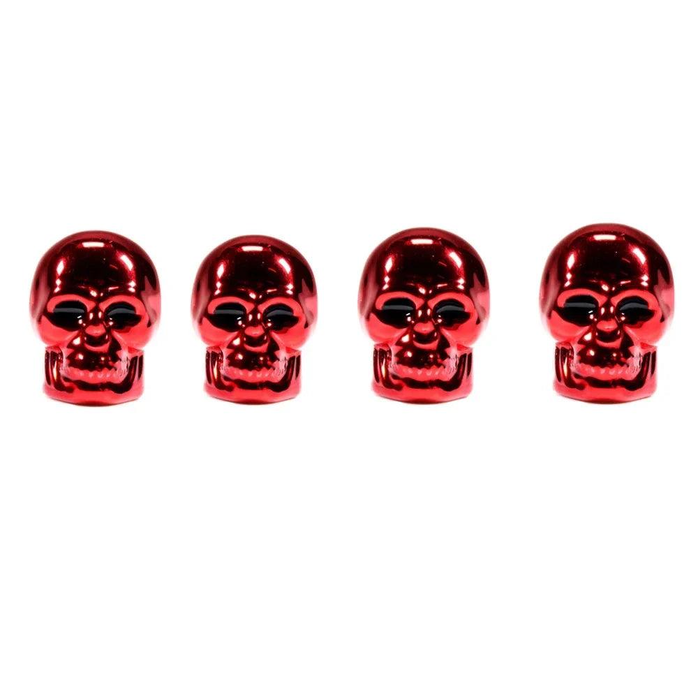 Skull Valve Stem Caps 4-Pack ABS Chrome Tire Valve Covers for Cars Motorcycles Bikes