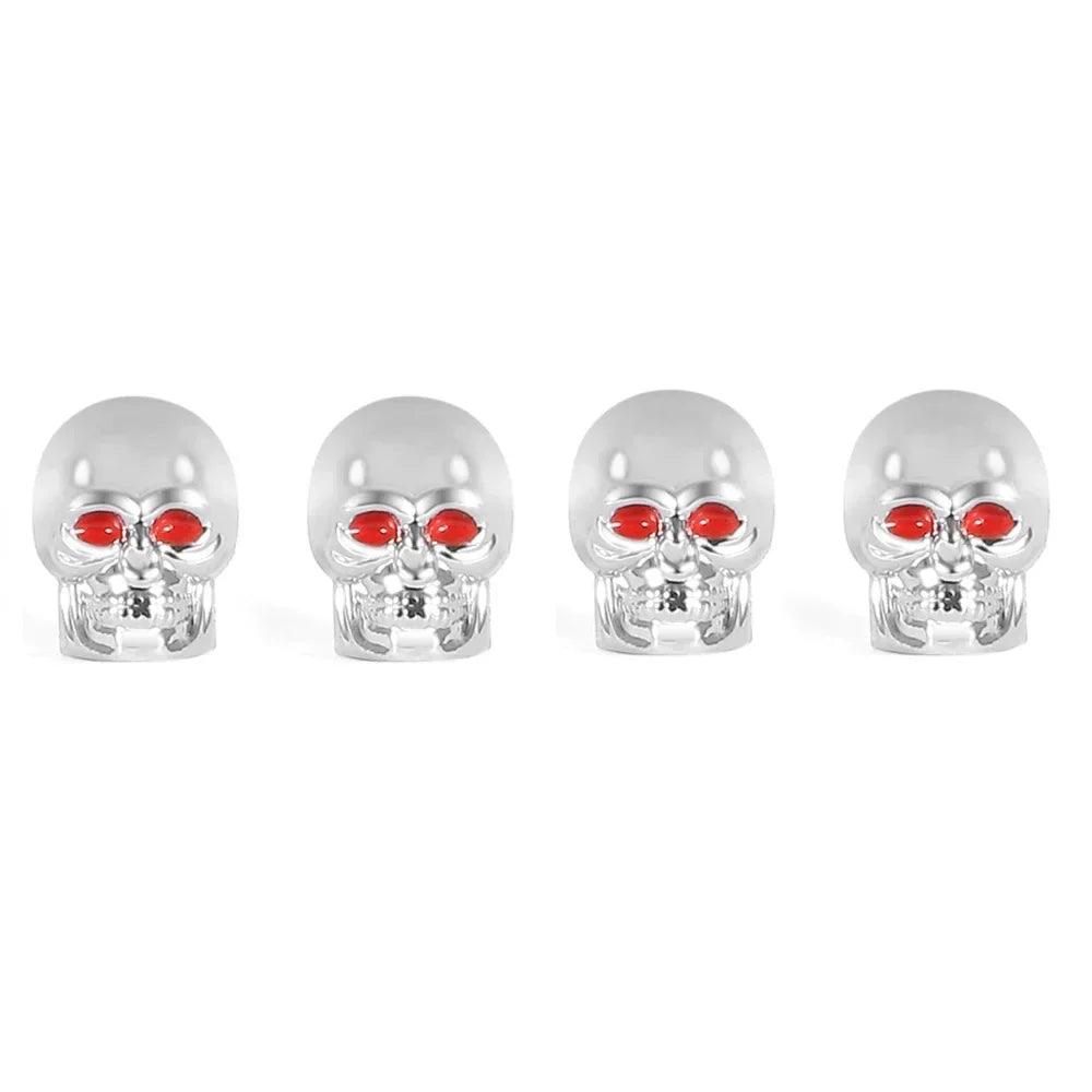 Skull Valve Stem Caps 4-Pack ABS Chrome Tire Valve Covers for Cars Motorcycles Bikes