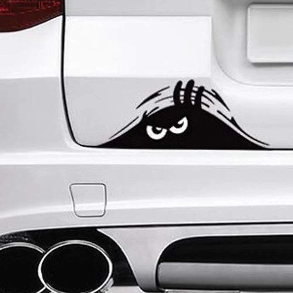 Peeping Eye Car Door Sticker Reflective Carbon Fiber Look Decal 190 x 77mm (7.48 x 3.03 in) Red Eyes
