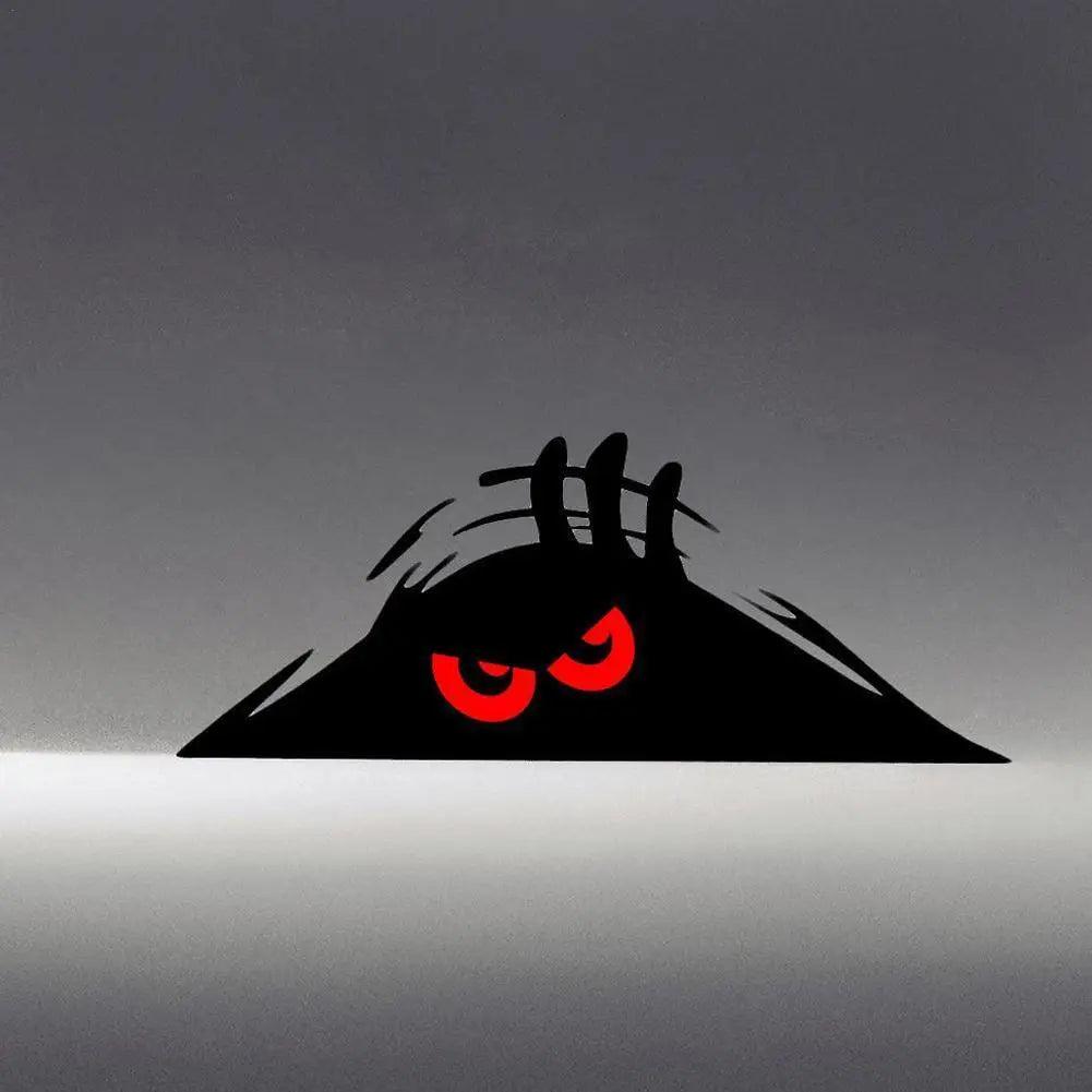 Peeping Eye Car Door Sticker Reflective Carbon Fiber Look Decal 190 x 77mm (7.48 x 3.03 in) Red Eyes