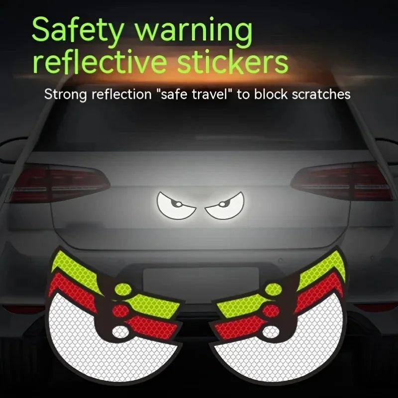 Reflective Devil Eye Car Stickers - 2-Pack Visibility & Safety Decals