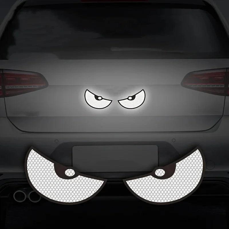 Reflective Devil Eye Car Stickers - 2-Pack Visibility & Safety Decals