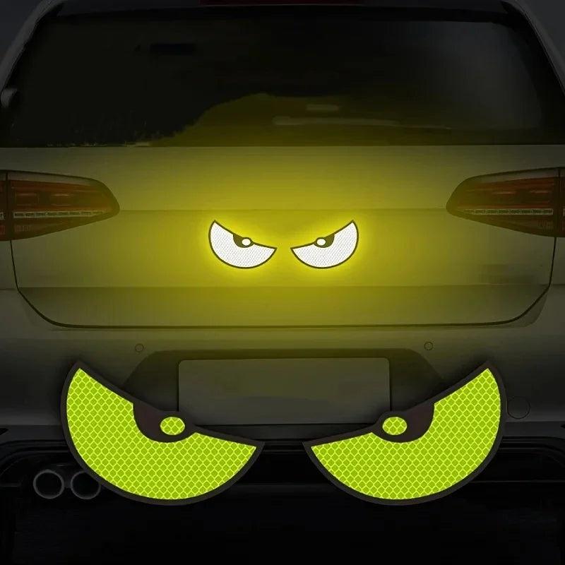 Reflective Devil Eye Car Stickers - 2-Pack Visibility & Safety Decals