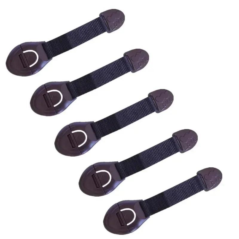 Baby Childproof Safety Strap Lock for Cabinets Drawers Refrigerator Toilet Lid – 5-Pack
