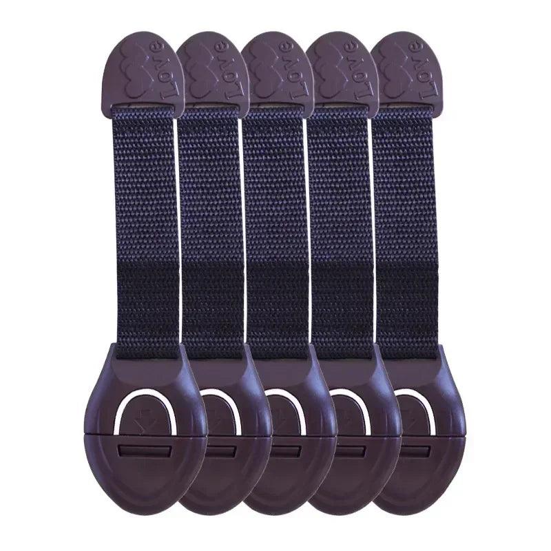 Baby Childproof Safety Strap Lock for Cabinets Drawers Refrigerator Toilet Lid – 5-Pack