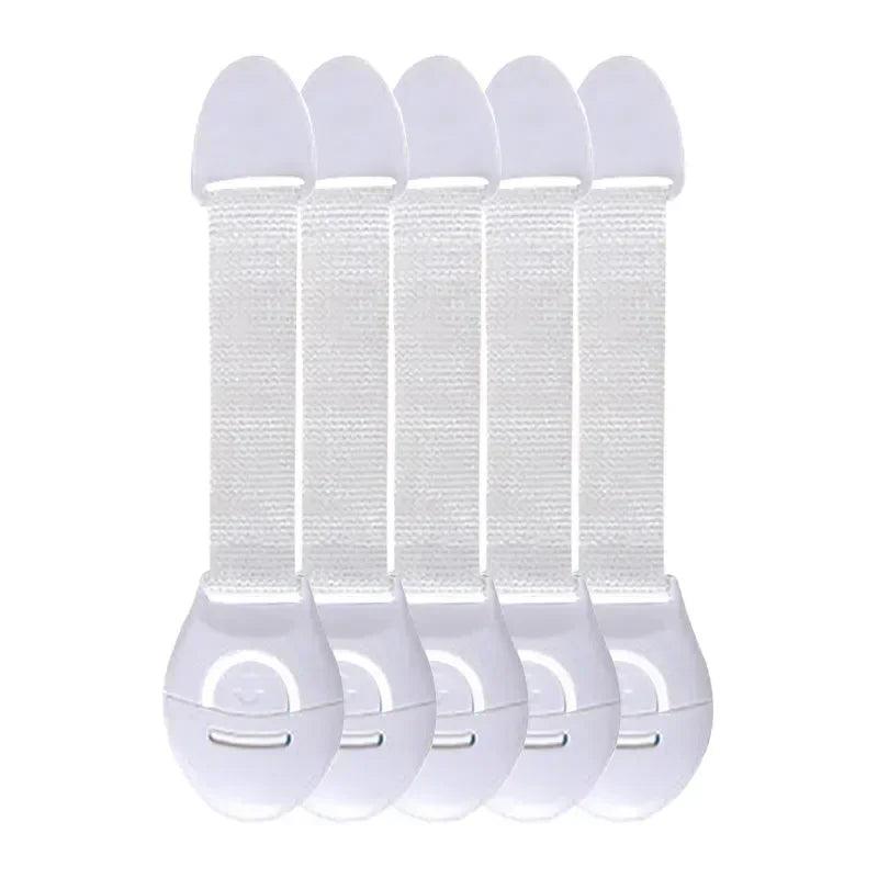 Baby Childproof Safety Strap Lock for Cabinets Drawers Refrigerator Toilet Lid – 5-Pack