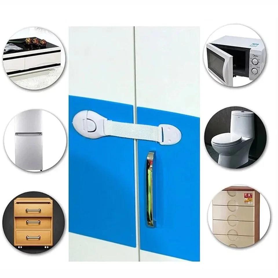 Baby Safety Drawer & Cabinet Locks — 10 or 20 Pack Adjustable Webbing Strap Latches for Childproofing