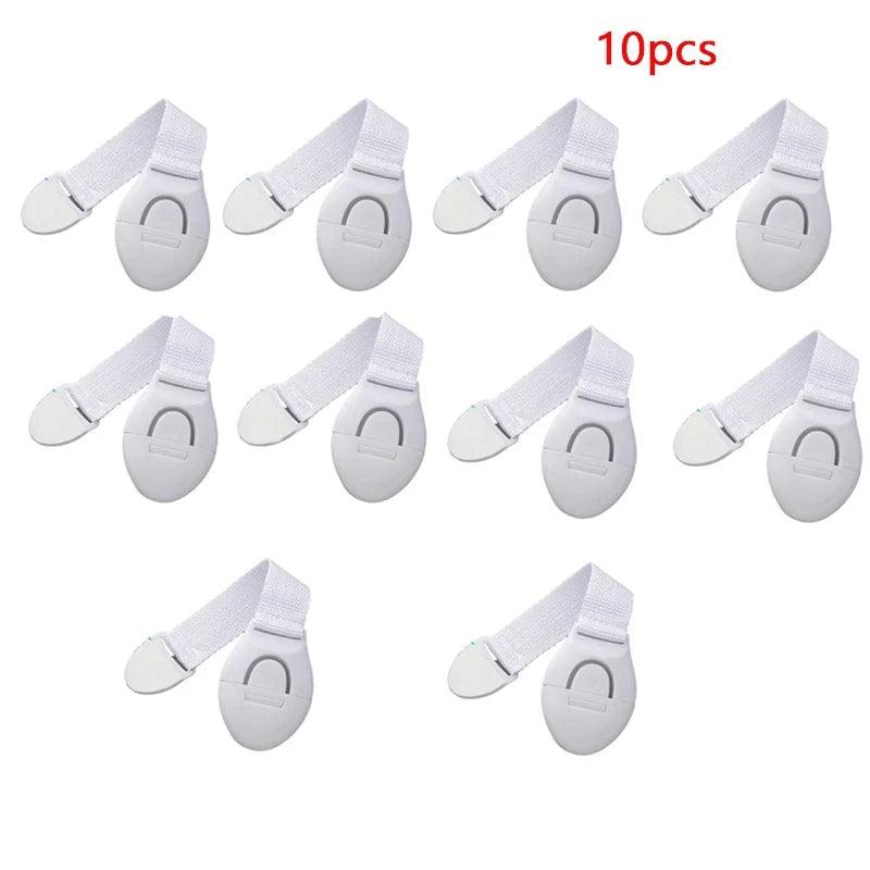 Baby Safety Drawer & Cabinet Locks — 10 or 20 Pack Adjustable Webbing Strap Latches for Childproofing
