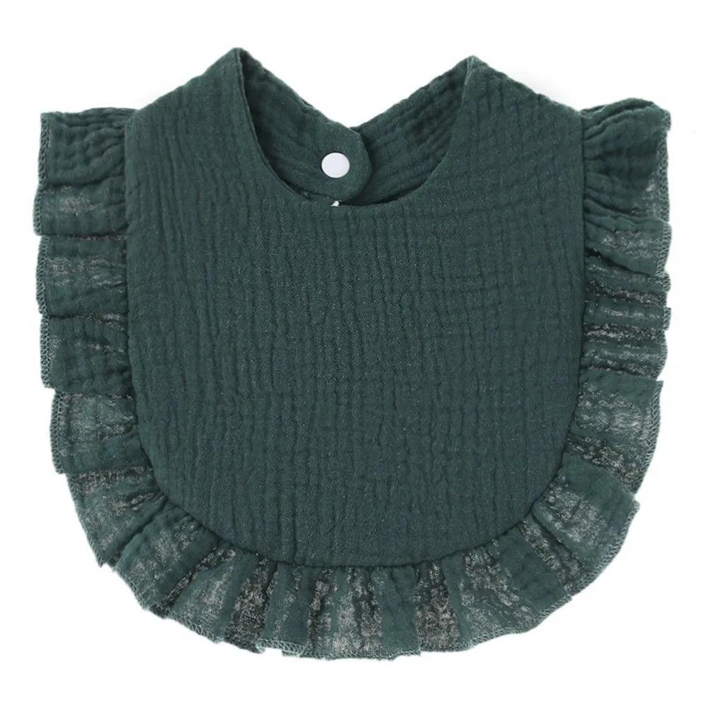 Ruffle Edge Cotton Gauze Baby Bib & Burp Cloth - Lace Saliva Bib for Infants 1-3 Years