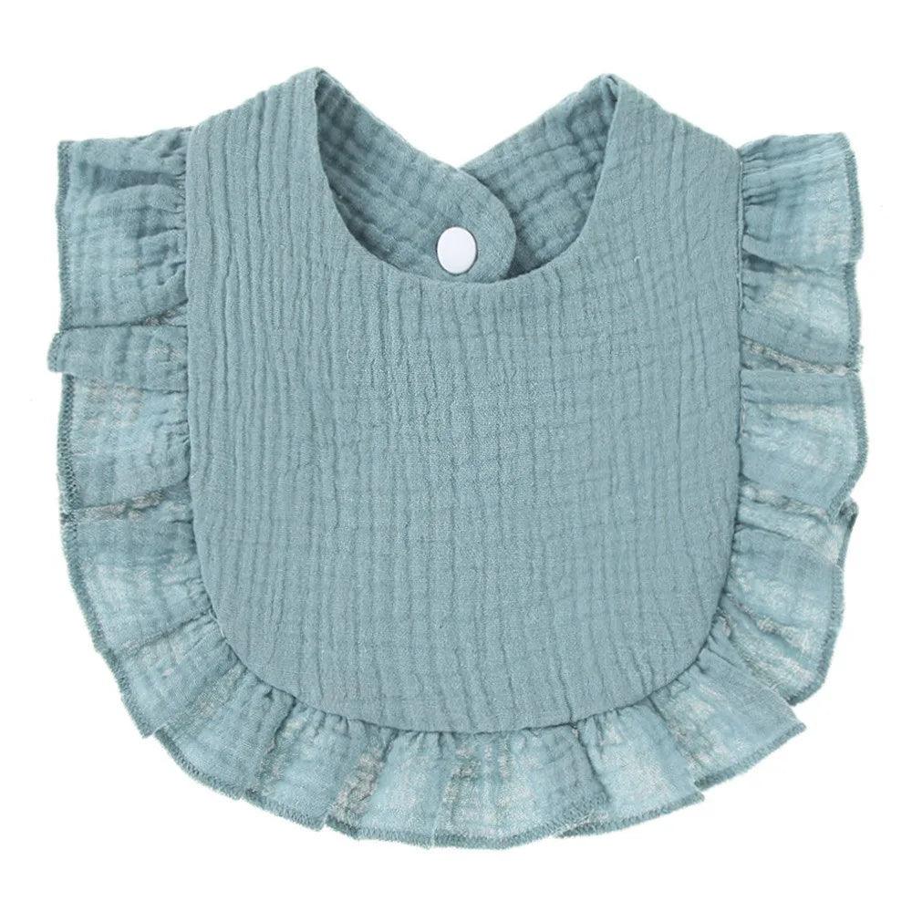 Ruffle Edge Cotton Gauze Baby Bib & Burp Cloth - Lace Saliva Bib for Infants 1-3 Years