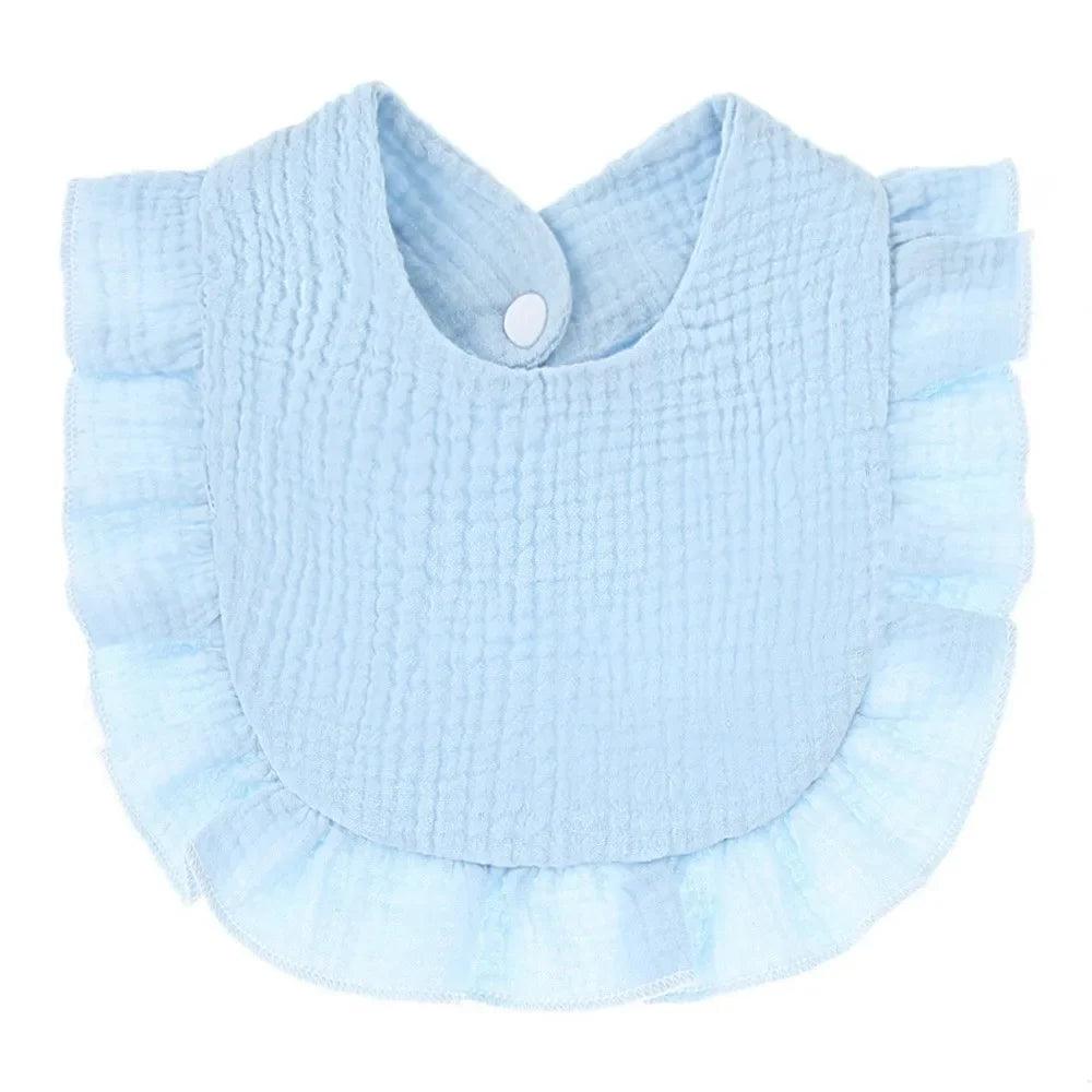 Ruffle Edge Cotton Gauze Baby Bib & Burp Cloth - Lace Saliva Bib for Infants 1-3 Years