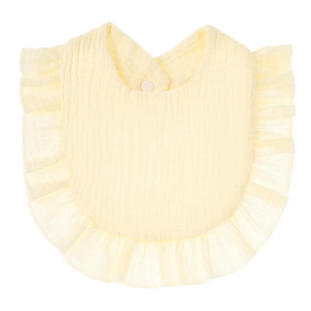Ruffle Edge Cotton Gauze Baby Bib & Burp Cloth - Lace Saliva Bib for Infants 1-3 Years