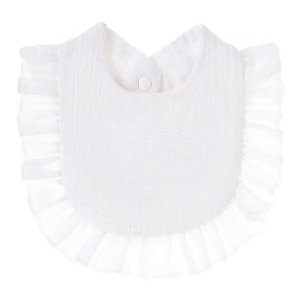 Ruffle Edge Cotton Gauze Baby Bib & Burp Cloth - Lace Saliva Bib for Infants 1-3 Years