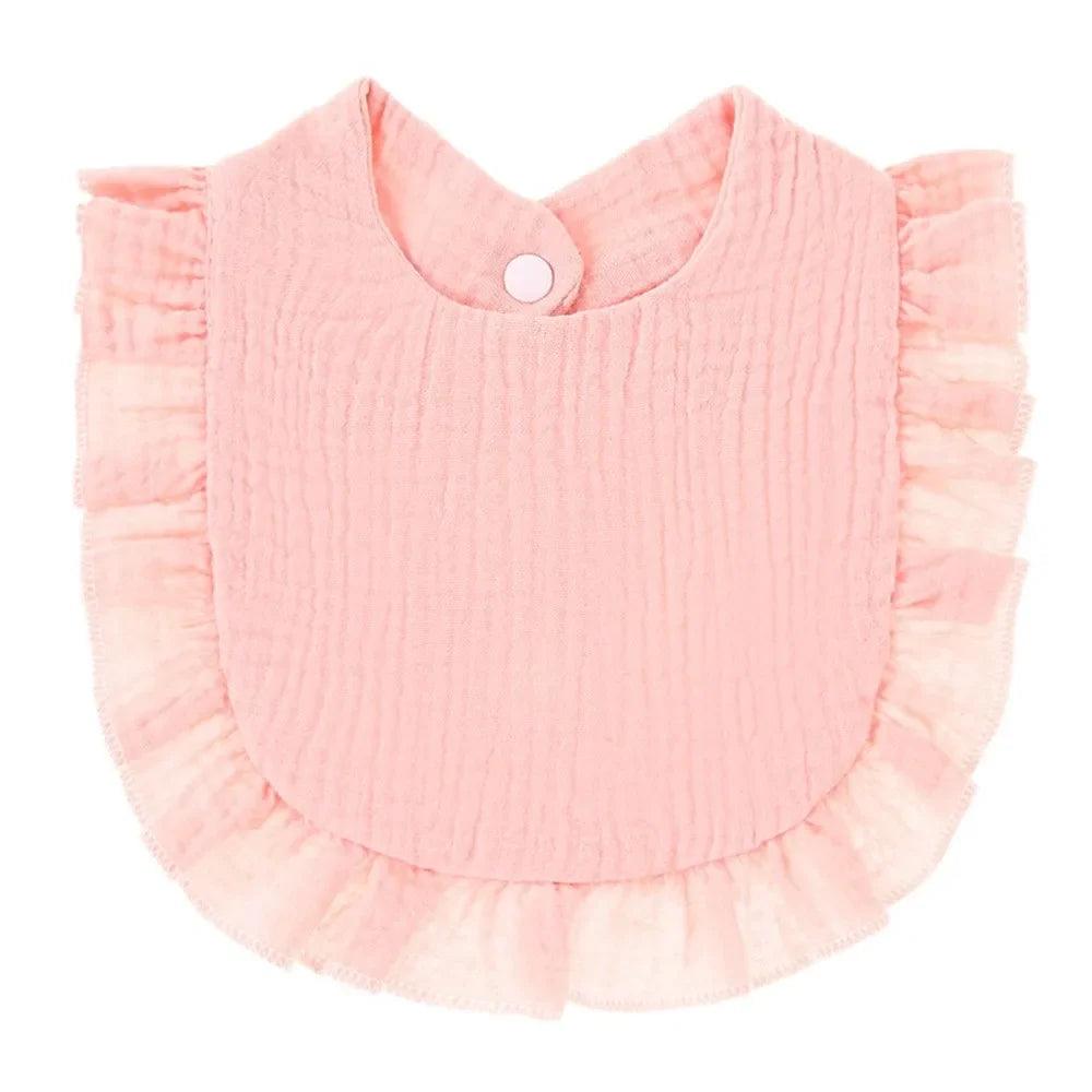 Ruffle Edge Cotton Gauze Baby Bib & Burp Cloth - Lace Saliva Bib for Infants 1-3 Years