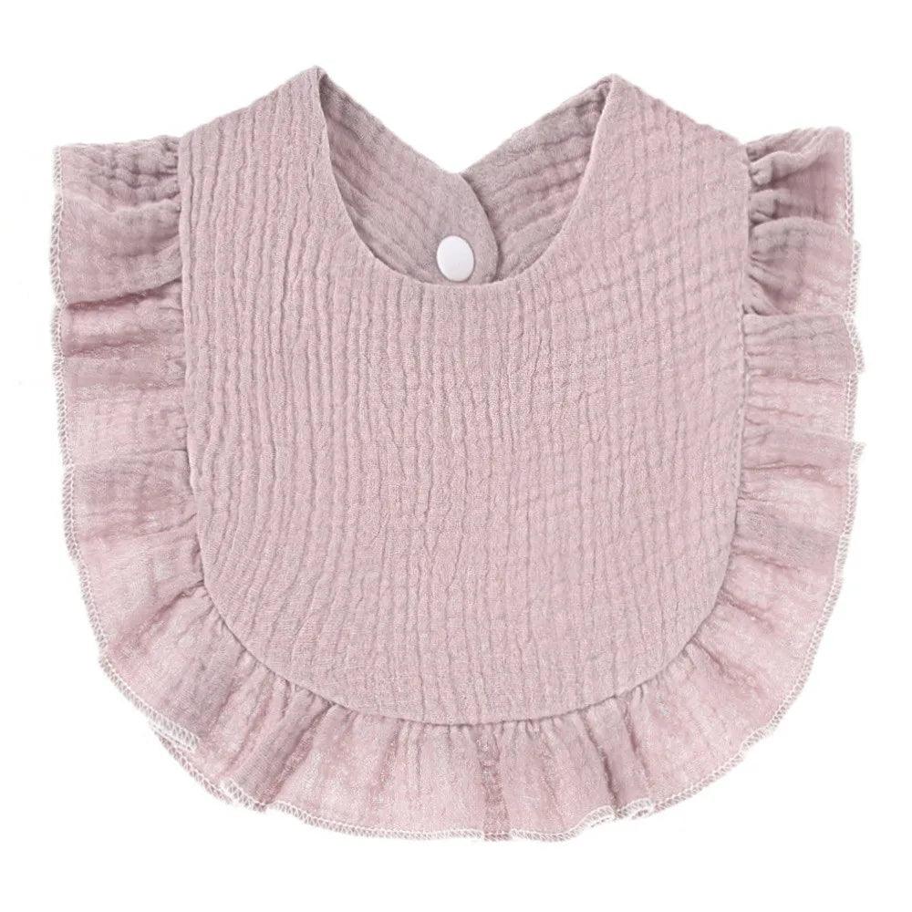 Ruffle Edge Cotton Gauze Baby Bib & Burp Cloth - Lace Saliva Bib for Infants 1-3 Years