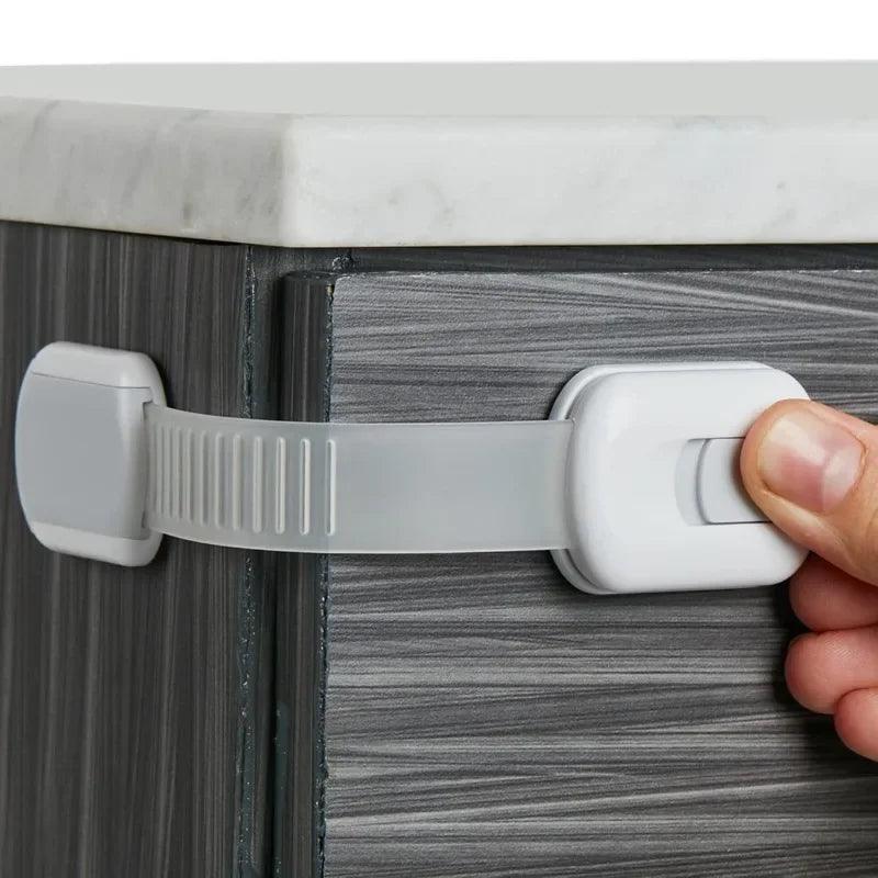 Baby Safety Cabinet Locks – Adhesive Childproof Drawer & Door Latches, Secure Strap Locks for Cabinets & Drawers