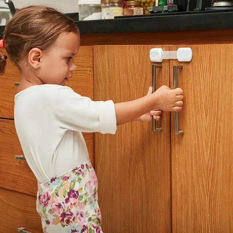 Baby Safety Cabinet Locks – Adhesive Childproof Drawer & Door Latches, Secure Strap Locks for Cabinets & Drawers