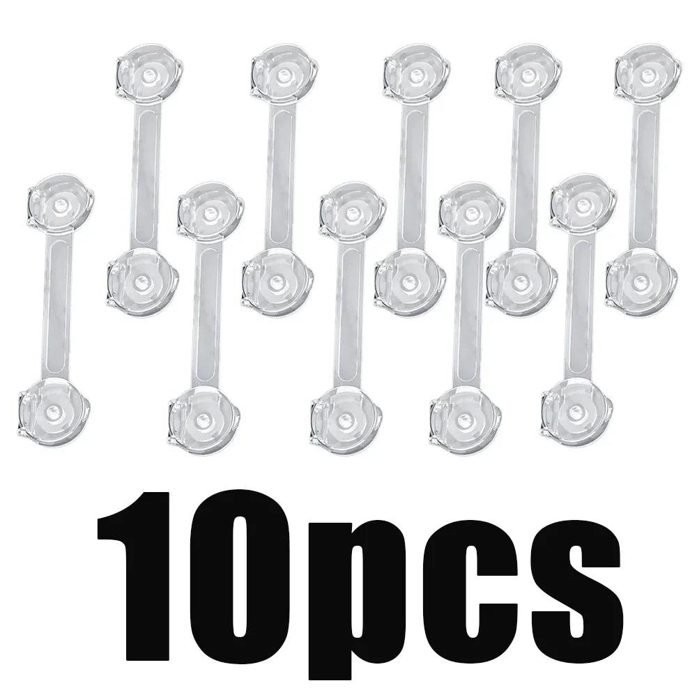 Child Safety Cabinet Locks (3–10 Pack) Transparent Soft Strap Anti-Opening Anti-Pinch
