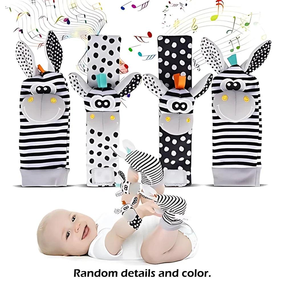 4-Pack Baby Wrist Rattle Socks for Newborns 0-12 Months Unisex Infant Sensory Educational Toys