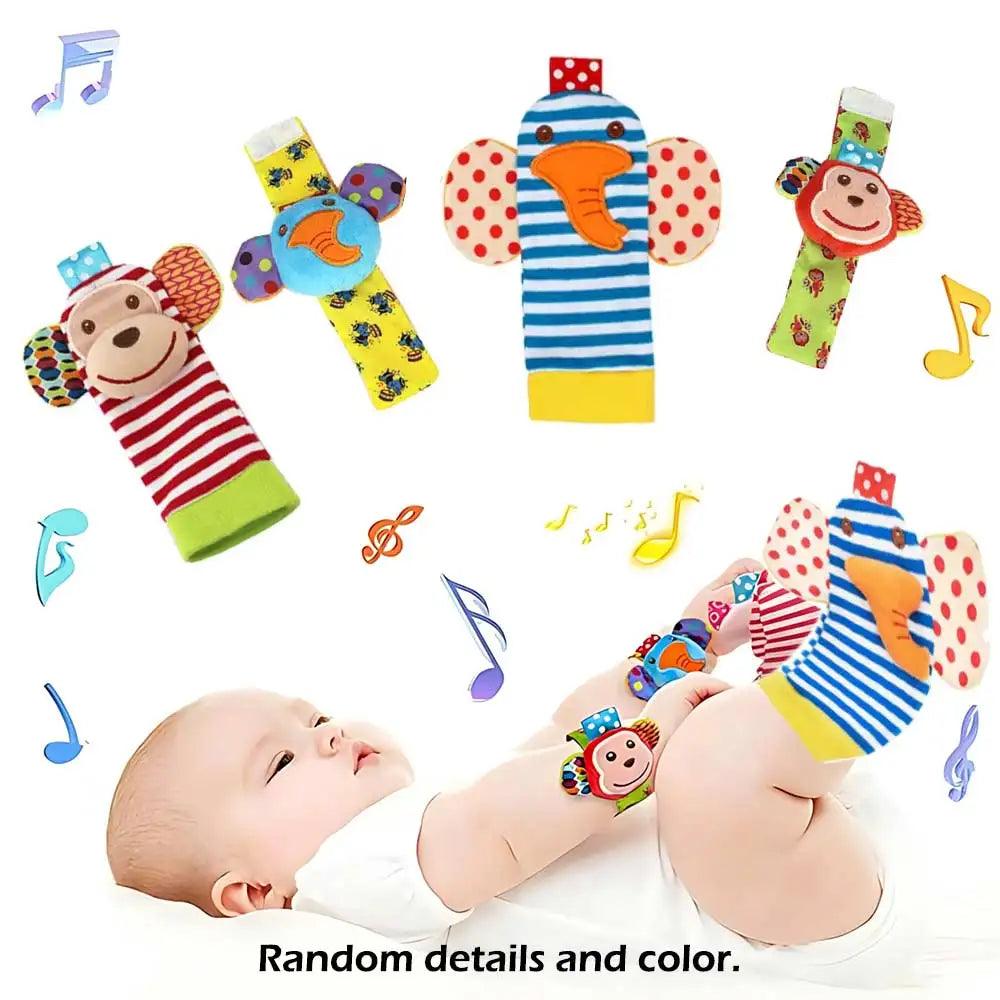 4-Pack Baby Wrist Rattle Socks – Infant Sensory Toy Socks 0-12 Months Unisex