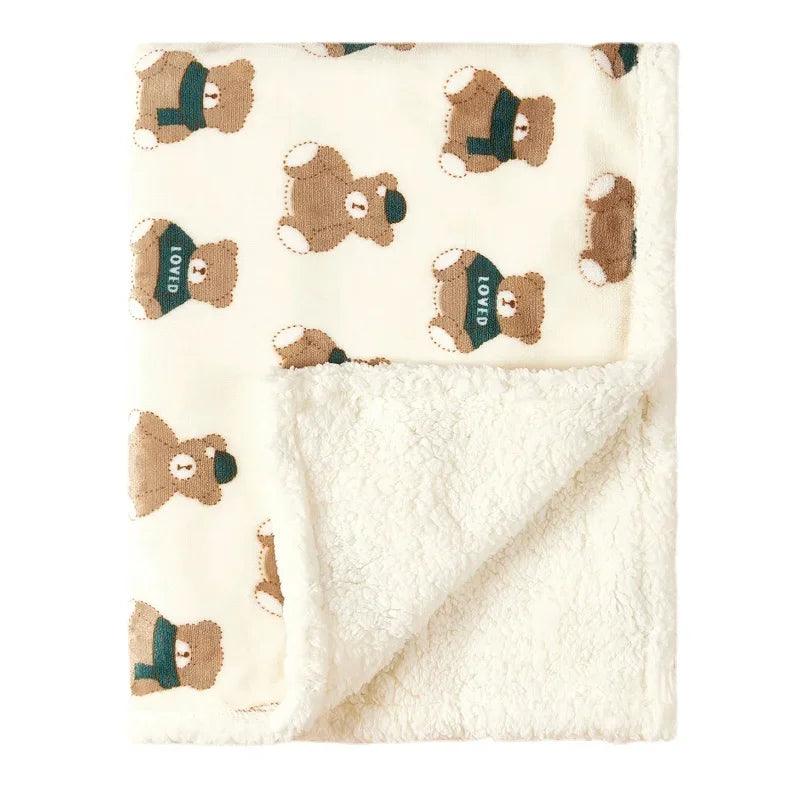 Flannel Lamb Fleece Baby Blanket – Newborn Swaddle Wrap & Stroller Quilt, Soft Winter Baby Bedding