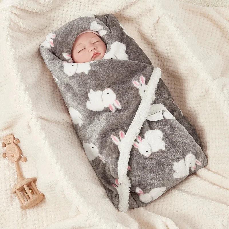 Flannel Lamb Fleece Baby Blanket – Newborn Swaddle Wrap & Stroller Quilt, Soft Winter Baby Bedding