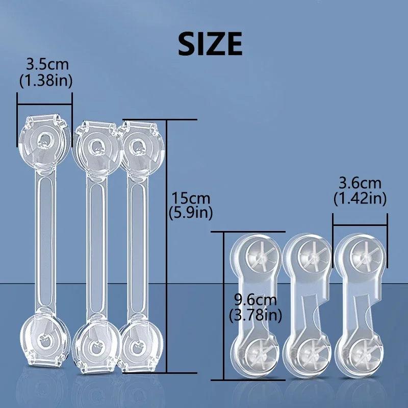 Baby Cabinet Safety Locks 3/5/7-Pack – Adhesive No-Drill Transparent Childproof Drawer & Refrigerator Lock