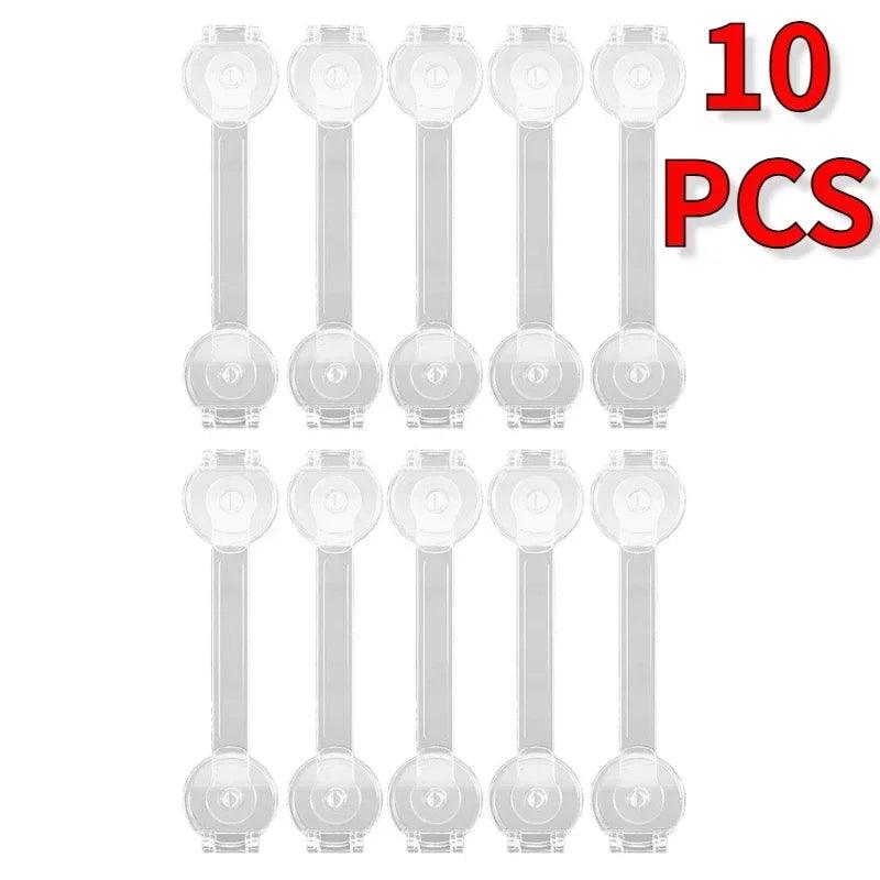 Baby Cabinet Safety Locks 3/5/7-Pack – Adhesive No-Drill Transparent Childproof Drawer & Refrigerator Lock